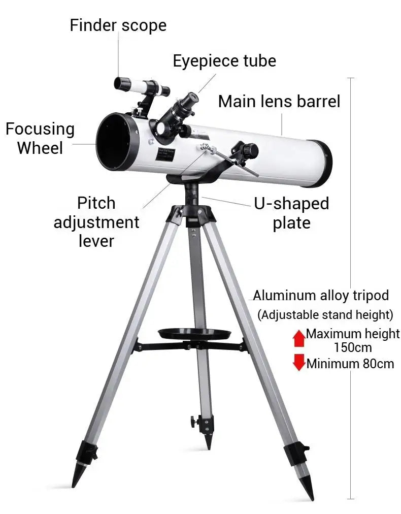76700 Professional Telescope Reflective Astronomical Telescope Monocular Long Range Stargazing Bird Watching Outdoor Telescope